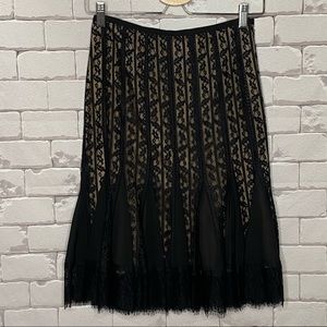 LOFT Petites Black Lace Overlay Skirt Size 0P